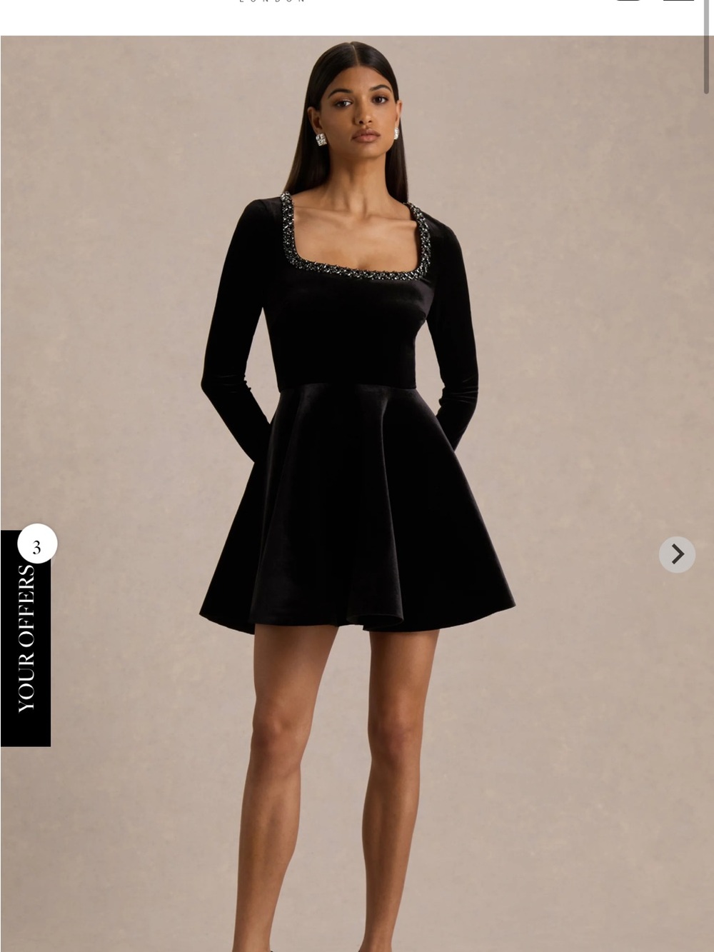 Club London size 10 Embellished Square-Neck Velvet Mini Dress brand new